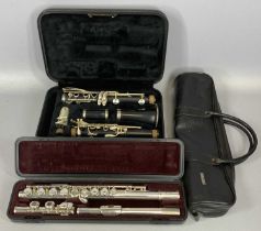 MUSICAL INSTRUMENTS, Yamaha clarinet in fitted hard plastic case and a Yamaha Jupiter flute in