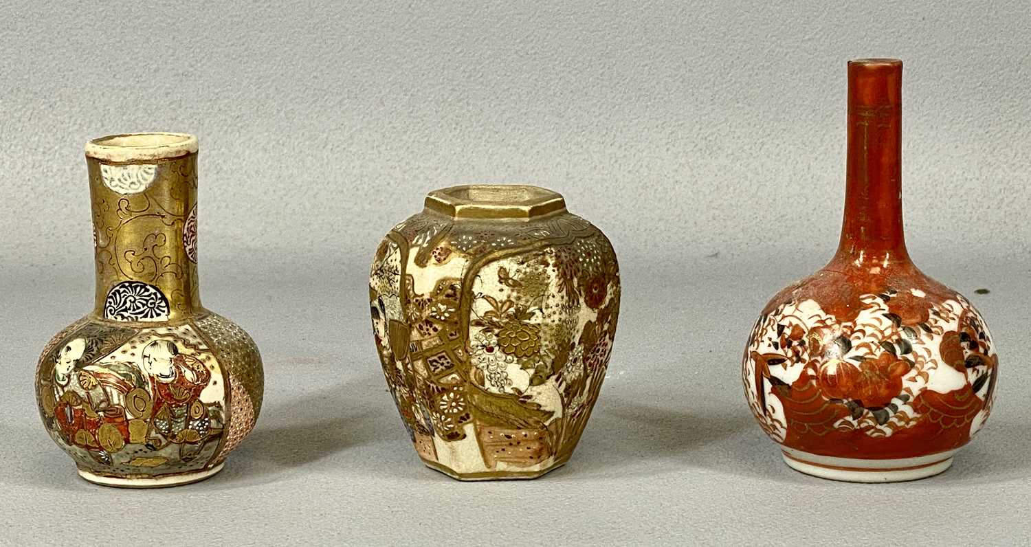 ORIENTAL CERAMICS GROUP, including two Japanese bottle vases decorated with flowering branches and - Image 8 of 8