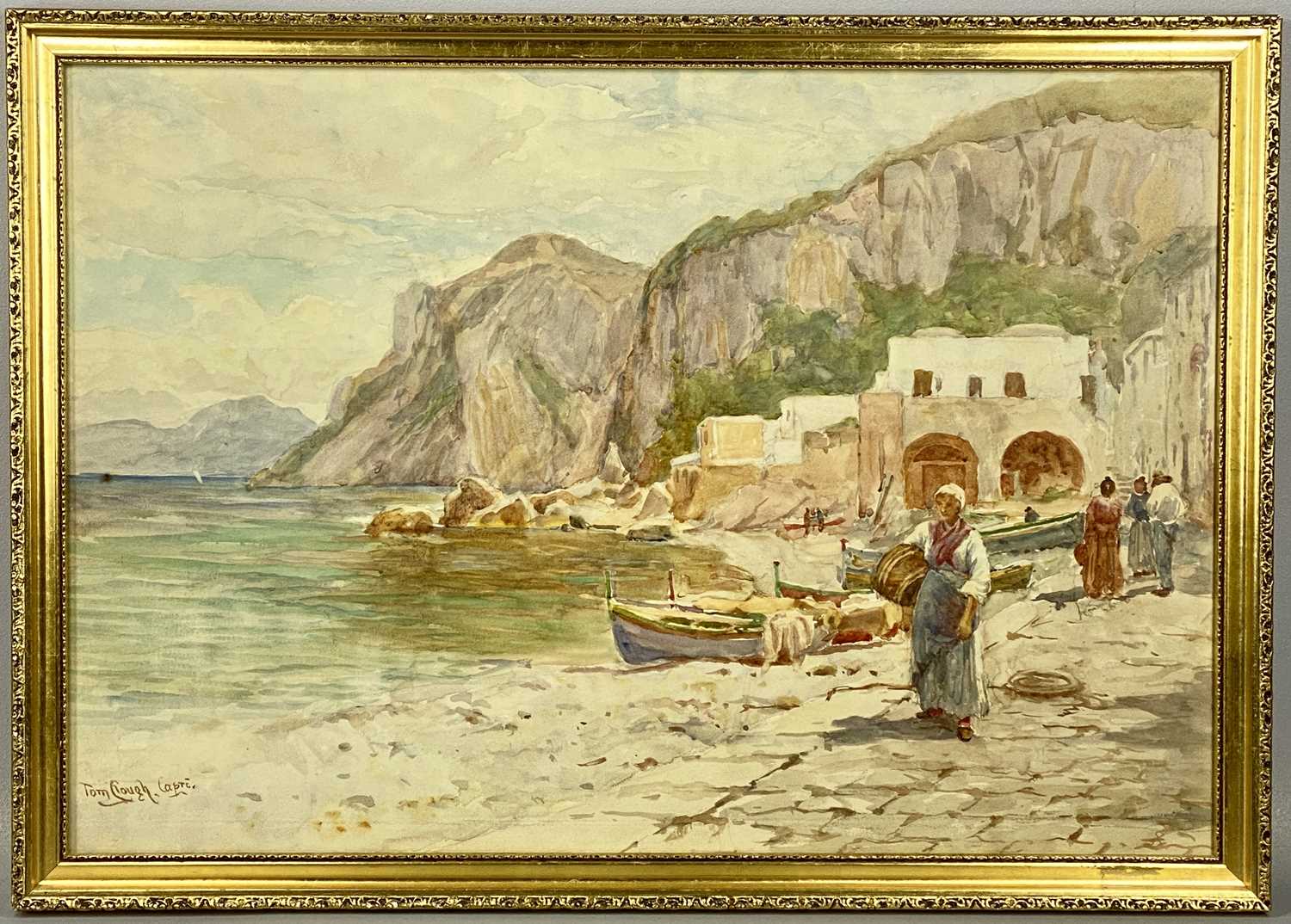 ‡ TOM CLOUGH RCA (British 1867 - 1943) watercolour - figures at continental harbour, signed and - Bild 3 aus 4