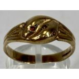 9CT GOLD DRESS RING, set with small orange stones, size T, 2.6gms Provenance: private collection