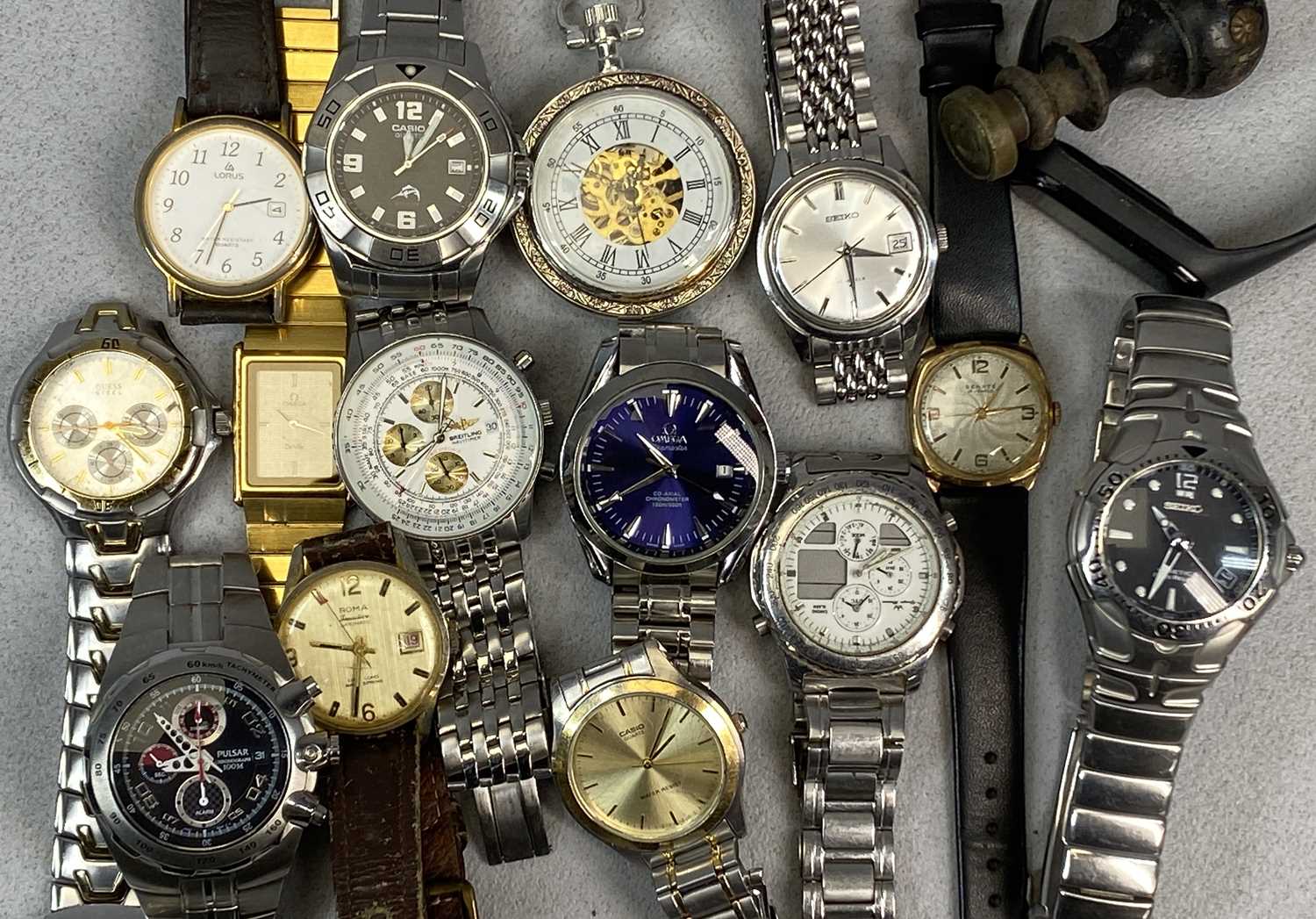 COLLECTION OF GENT'S WRISTWATCHES including Omega Deville gold plated bracelet watch, Seiko,