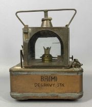 VINTAGE COPPER & STEEL BR(M) RAILWAY SIGNAL LAMP, Deganwy Station, 22cms (h) Provenance: private