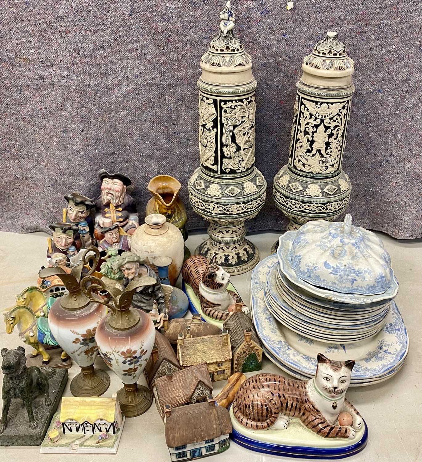 LARGE GROUP OF BRITISH & EUROPEAN CERAMICS, 19th century and later, including a large pair of German