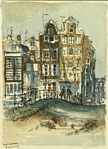 ‡ RAY EVANS (British 1920 - 2008) watercolour and ink - Amsterdam, signed and titled lower left,