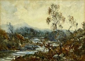 ‡ JOHN A HENDERSON TARBERT (British 1864 - 1937) watercolour - mountainous river, signed lower