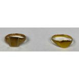 TWO GOLD SIGNET RINGS 22ct, size Q, 2.2gms, 9ct, size O, 2.8gms Provenance: private collection