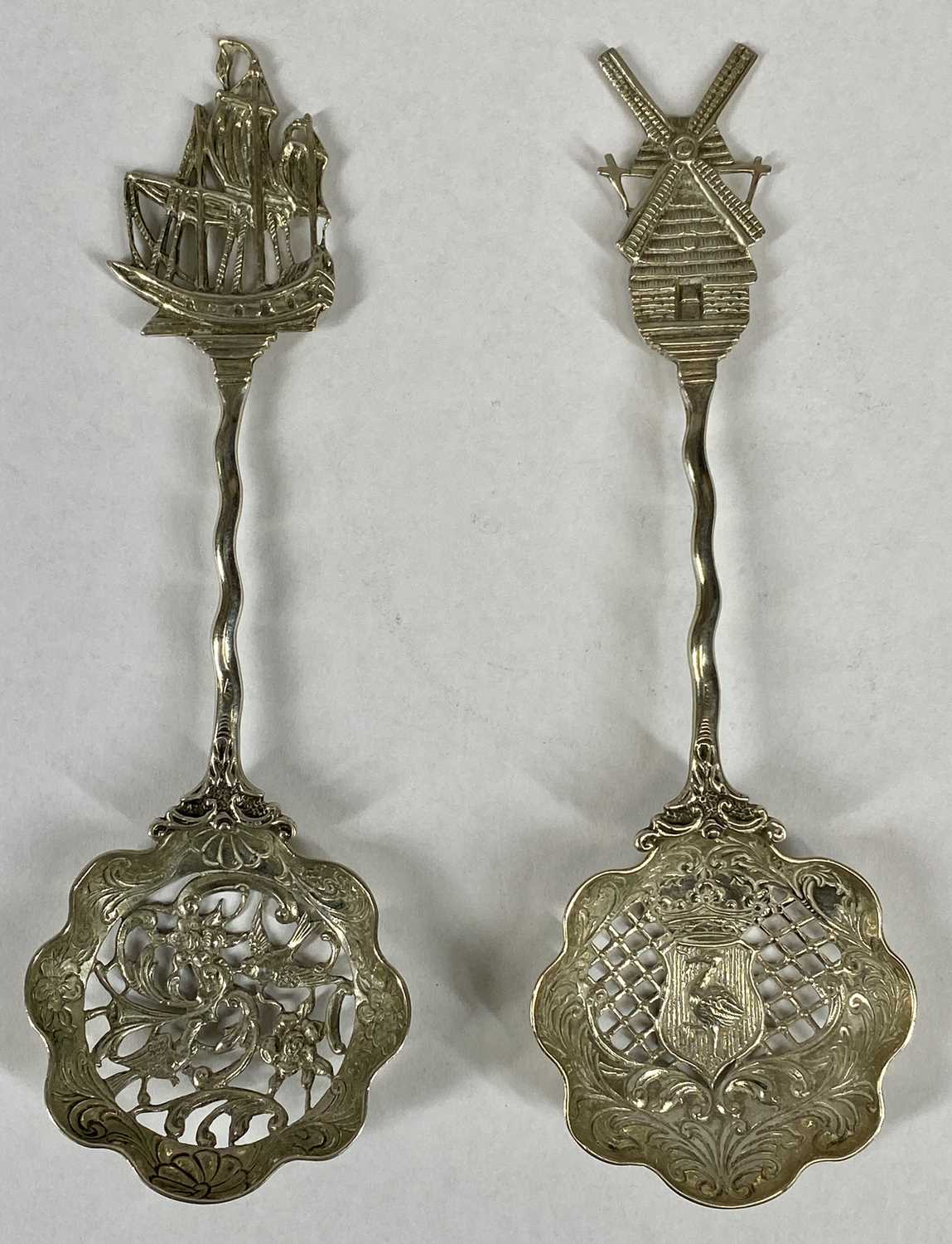 DUTCH WHITE METAL CUTLERY, mid/late 19th century, spoon with milkmaid handle, spoon and cake slice - Image 6 of 6