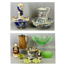 MIXED GROUP OF CERAMICS AND GLASSWARE, 19TH CENTURY & LATER including an Art Nouveau Phoenix Art