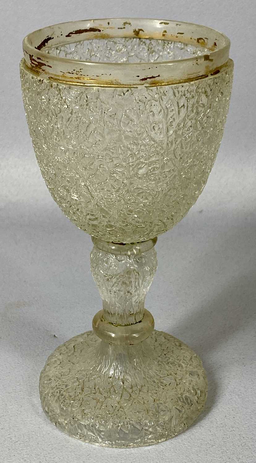 HARRACH TYPE CRACKLE GLASSWARE, three pieces - pitcher, 26cms (h), goblet, 19.5cms (h) and - Image 3 of 4