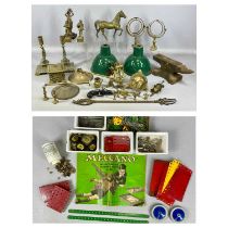 MIXED COLLECTABLES & METALWARE GROUP, 19th century and later including cast brass candlesticks a