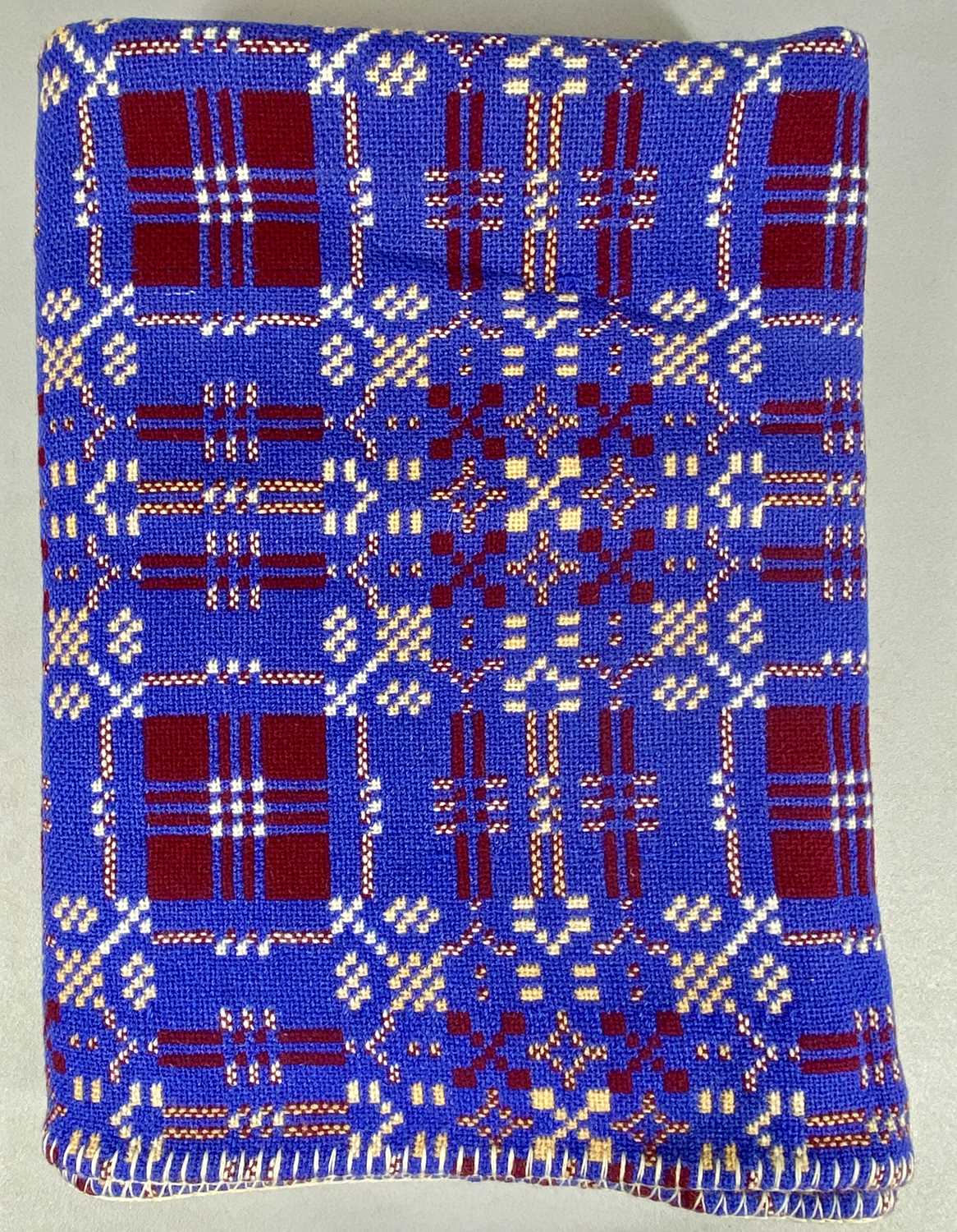 VINTAGE HOLYTEX PURE VIRGIN WOOL WELSH BLANKET, blue, purple, cream double sided, approx. 188 x - Bild 2 aus 5