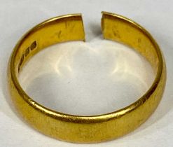 22CT GOLD WEDDING BAND size R (cut), 8.3gms Provenance: private collection Gwynedd