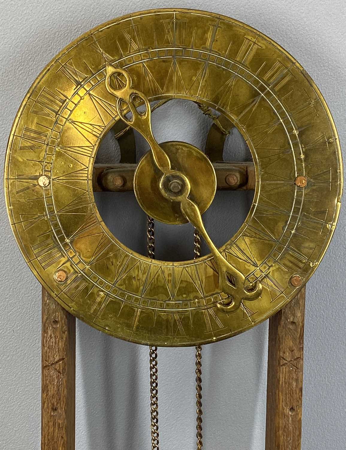 BRASS & CARVED OAK WATER CLOCK, engraved to the lower front plate 'W Andrews Fecit of Ye Olde - Image 3 of 5