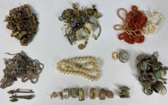 MIXED JEWELLERY COLLECTION including rolled gold items, silver chains, coral and shell necklaces (