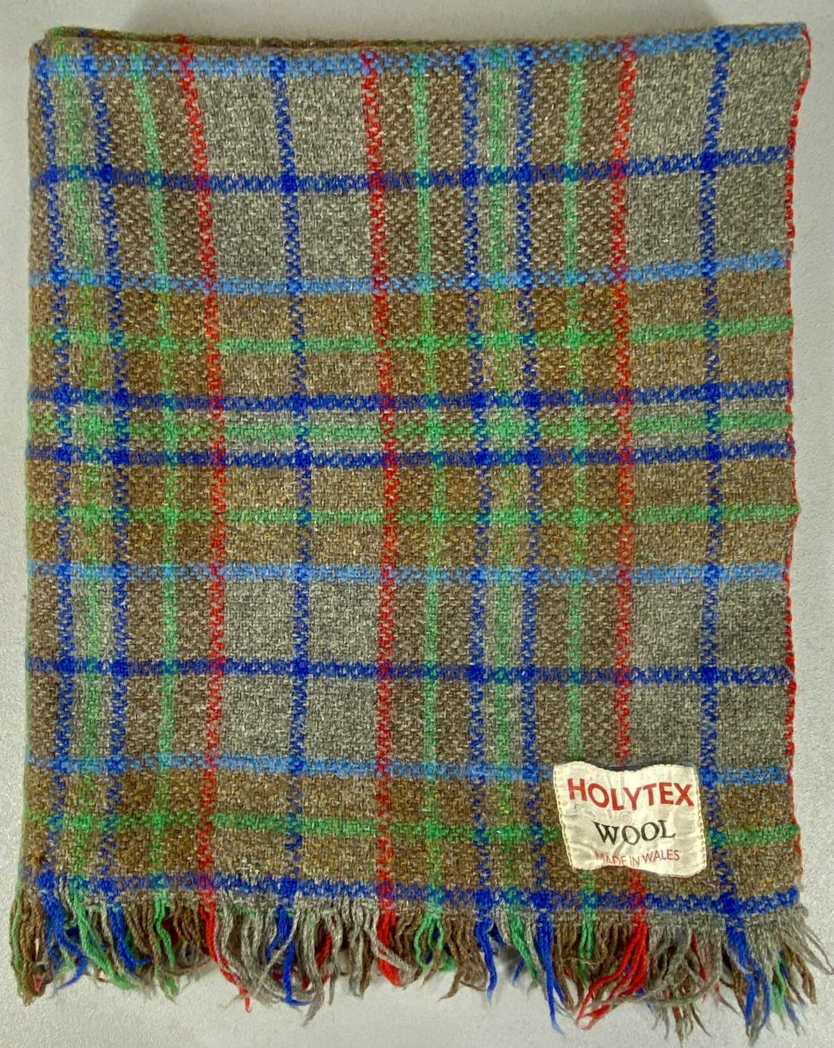 VINTAGE HOLYTEX PURE VIRGIN WOOL WELSH BLANKET, blue, purple, cream double sided, approx. 188 x - Image 4 of 5