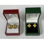 YELLOW METAL EARRINGS, two pairs, presumed gold, 5.3gms (gross) with boxes Provenance: private