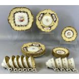 COALPORT TEA SERVICE, 19th century, decorated with panels of cream and beige and hand painted with