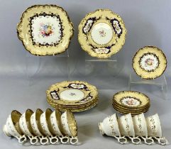 COALPORT TEA SERVICE, 19th century, decorated with panels of cream and beige and hand painted with