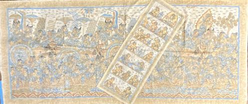 KAMASAN PAINTINGS (2) - well detailed, Bali mid-20th century or earlier, depicting numerous figures,