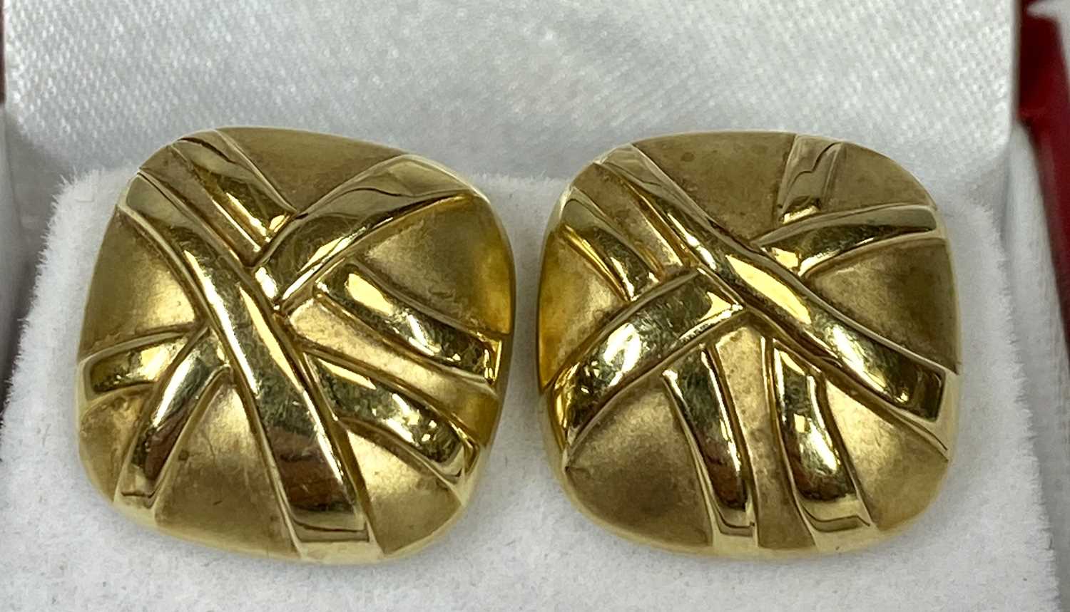 YELLOW METAL EARRINGS, two pairs, presumed gold, 5.3gms (gross) with boxes Provenance: private - Image 2 of 3