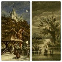 JOSEPH JOSIAH DODD OF BANGOR two watercolours - "Marlow Church, Surrey, Evening Service", 30 x 23cms