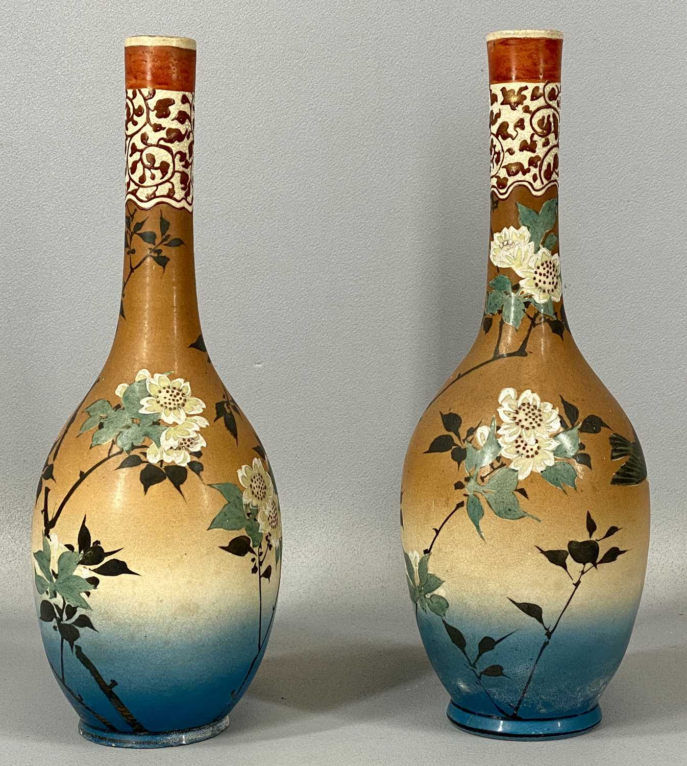 ORIENTAL CERAMICS GROUP, including two Japanese bottle vases decorated with flowering branches and - Image 2 of 8