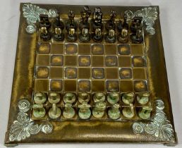 AETHRA GREEK CHESS SET, bronze figures, 32 pieces and board Provenance: private collection