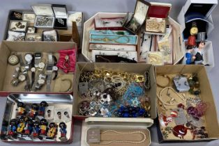 LARGE QUANTITY OF COSTUME JEWELLERY including gent's Seiko, 5 gold plated wristwatch, ETC