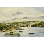 ‡ MAX A S HAMBLEM (British 20th century) watercolour - Menai Bridge, signed lower right, 36.5 x