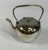 EDWARDIAN NOVELTY SILVER INK WELL, modelled as a teapot with swing handle, hinged cover and glass
