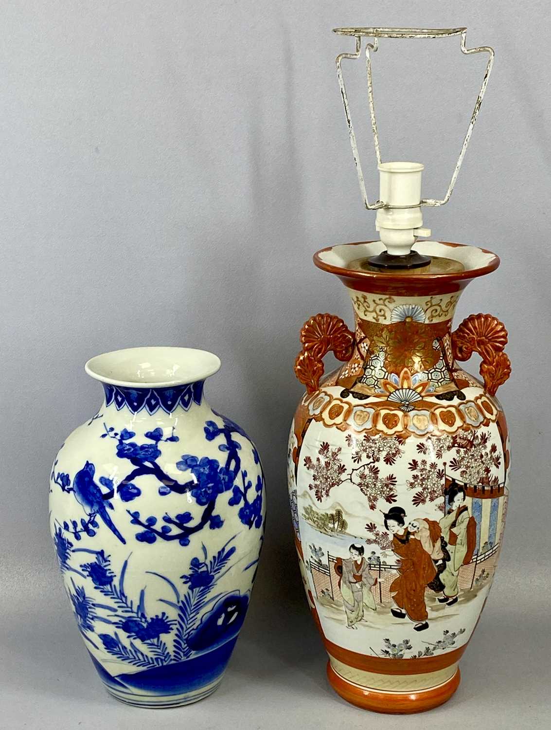 MIXED GROUP OF ORIENTAL CERAMICS including Japanese Kutani two-handled vase converted to a table - Image 2 of 3