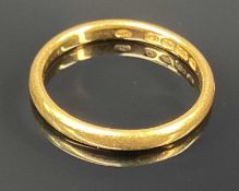 22CT GOLD WEDDING BAND, size L-M, 2.6gms Provenance: private collection Denbighshire