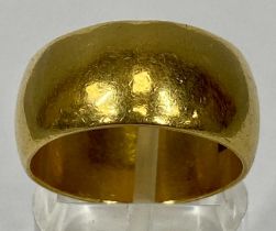 22CT GOLD BROAD WEDDING BAND, size P, 14.5gms Provenance: private collection Ynys Mon