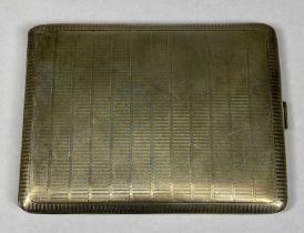 GEORGE V RECTANGULAR SILVER CIGARETTE CASE, machine engraved decoration, gilded interior, London