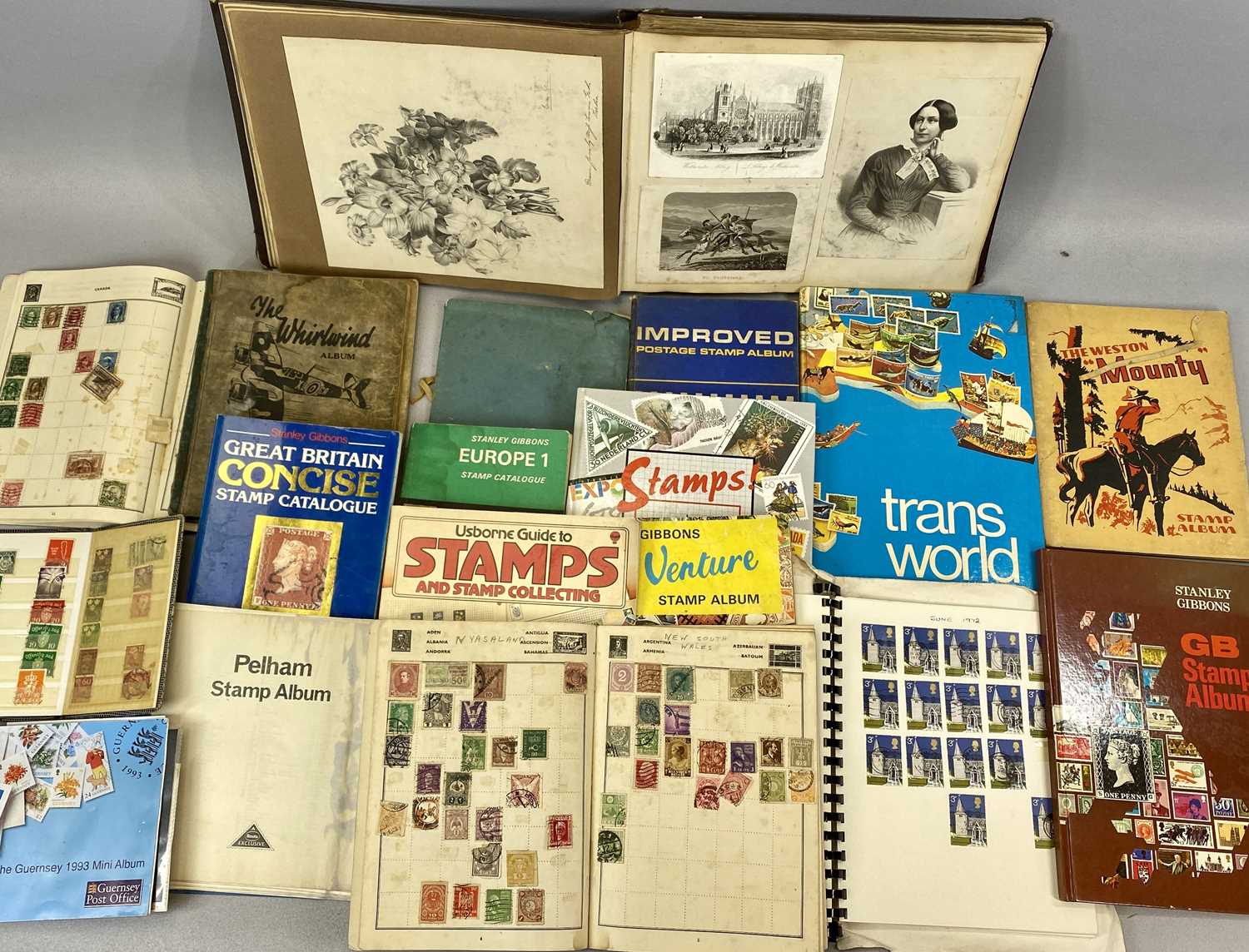 GROUP OF MIXED COLLECTABLES including stamp albums and loose stamps, first day covers, postcards, - Image 2 of 13