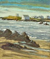 HUW GARETH JONES (Contemporary British) oil on board - entitled verso "Bae Rhoscolyn", signed