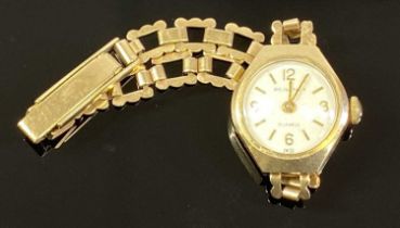REGENCY 9CT GOLD LADY'S BRACELET WATCH, circular dial with baton hour markers and numerals at