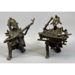TWO NIGERIAN BRONZE FIGURES SEATED MUSICIANS, 16cms (h) Provenance: private collection Denbighshire