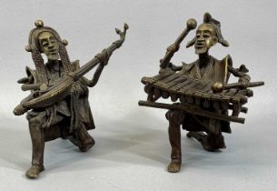 TWO NIGERIAN BRONZE FIGURES SEATED MUSICIANS, 16cms (h) Provenance: private collection Denbighshire