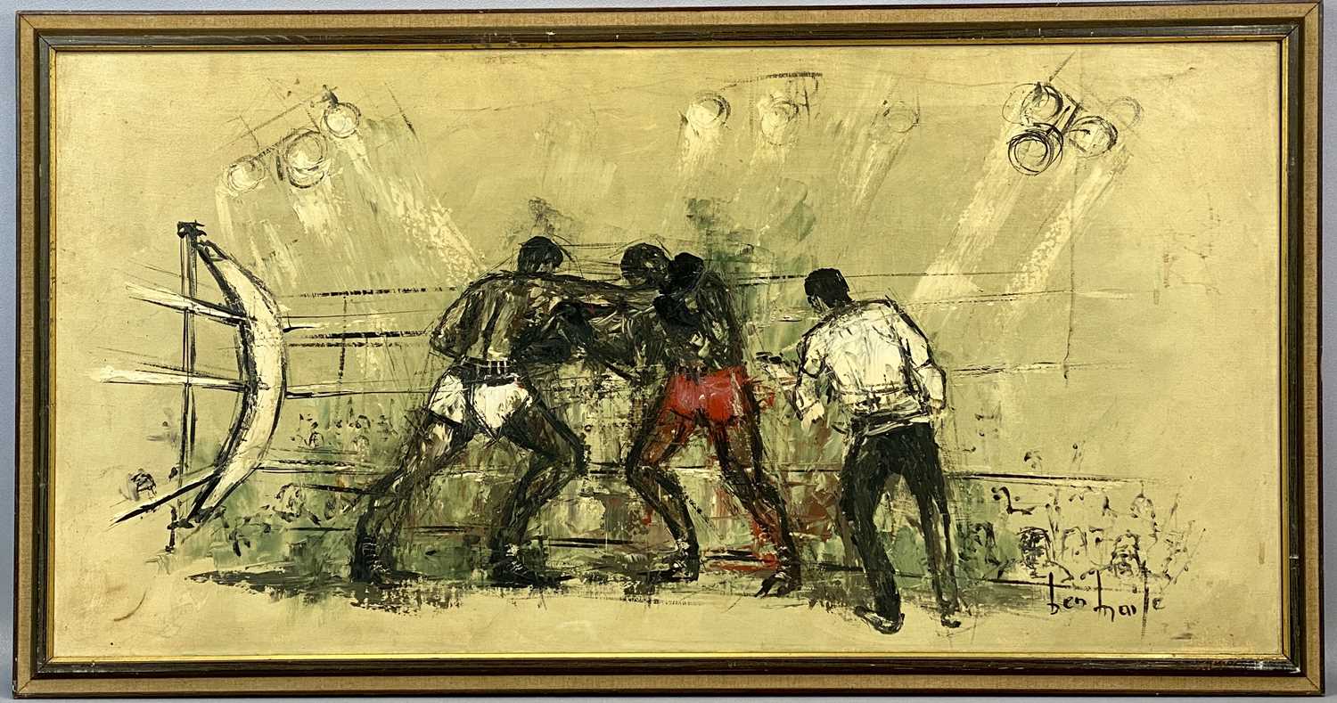 BEN MAILE (British 1922-2017) oil on canvas - boxers and umpire in ring, signed lower right, 50 x - Image 2 of 4