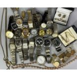 GROUP OF GENTS WRISTWATCHES, various makes, some spuriously marked, with other items Provenance: