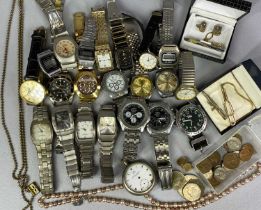 GROUP OF GENTS WRISTWATCHES, various makes, some spuriously marked, with other items Provenance: