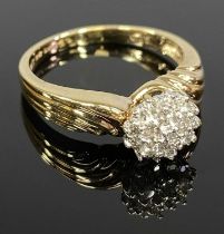 9CT GOLD DIAMOND CLUSTER RING, size P, 3.5gms Provenance: private collection Denbighshire