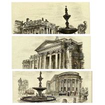 RODNEY FREDERICK GEE pen and ink drawings (3) - entitled verso "County Sessions House,