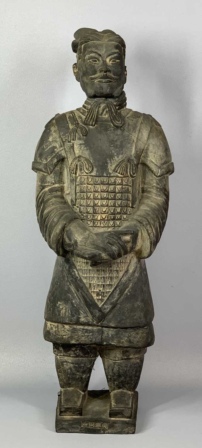 CHINESE TERRACOTTA SOLDIER with removable head, 58cms (h) Provenance: private collection Gwynedd