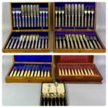 QUANTITY OF CUTLERY, Goldsmiths & Silversmiths Company Ltd oak cased set of 12 fish knives and
