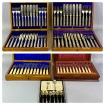 QUANTITY OF CUTLERY, Goldsmiths & Silversmiths Company Ltd oak cased set of 12 fish knives and