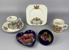 SMALL GROUP OF CERAMICS including Moorcroft Red Peony dish, 13 x 12cms, Moorcroft red hibiscus
