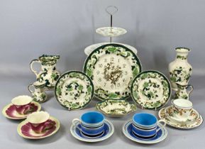 MASONS 'CHARTREUSE' ASSORTMENT including wall clock, Laura Ashley cups and saucers, Royal Doulton '