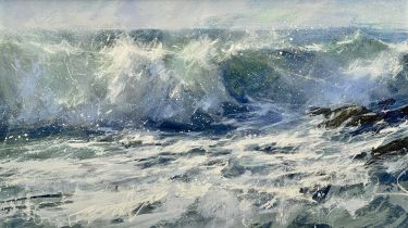 J. BARTHOLOMEW oil on canvas - crashing waves, signed number 19/50 verso, 41 x 72cms Provenance: